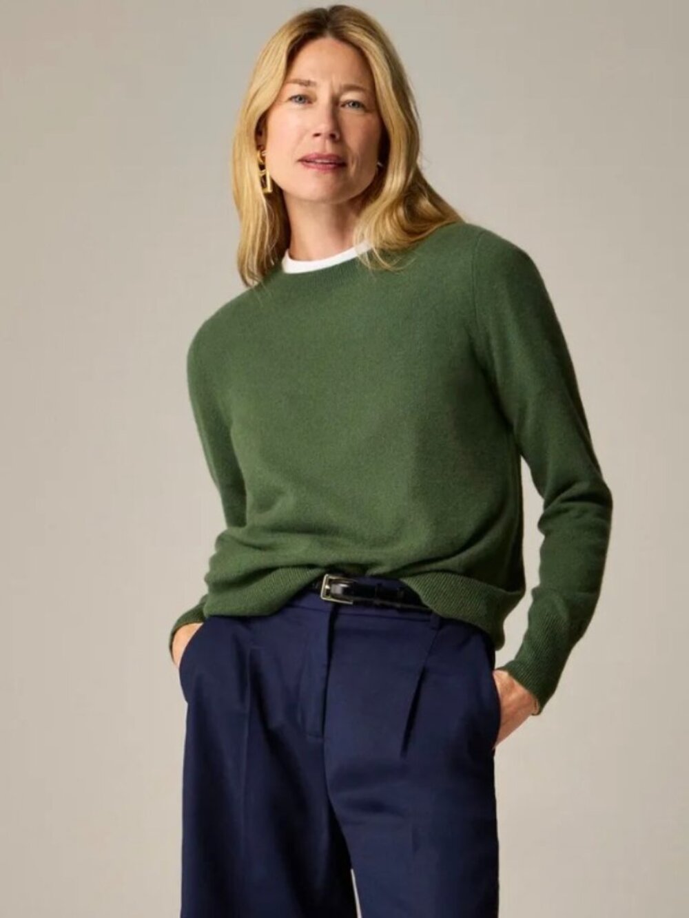 J. Crew Cashmere classic-fit crewneck sweater Green Size L - Picture 2 of 8